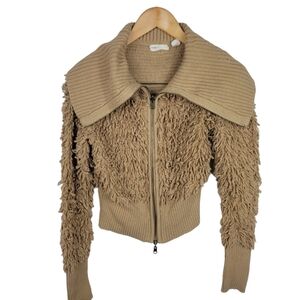 Anthropologie sleeping on snow XS tan color teddy jacket aviator